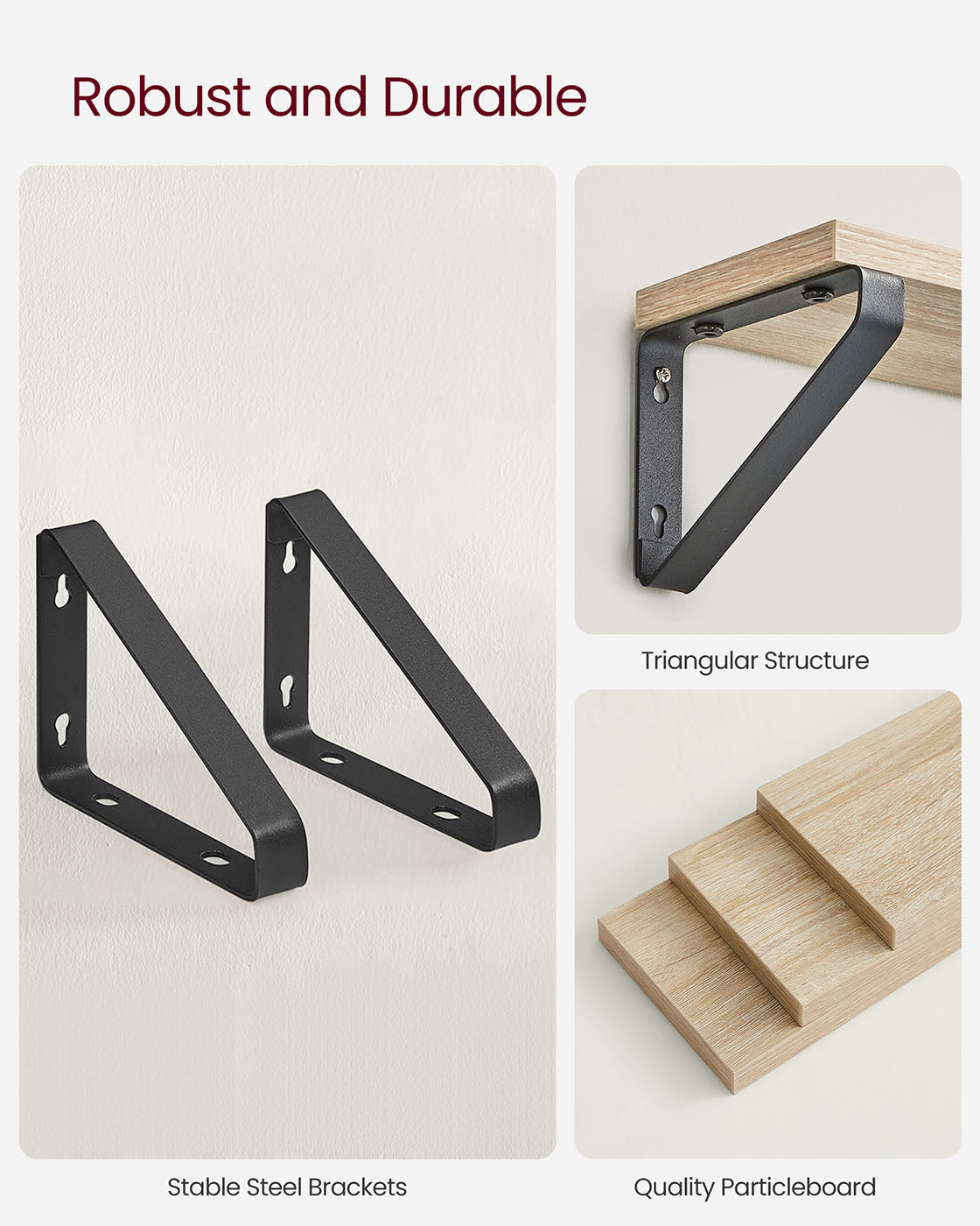 Set of 3 Floating Wall Shelves - Wood - Golden Oak - Dual Mounting Options