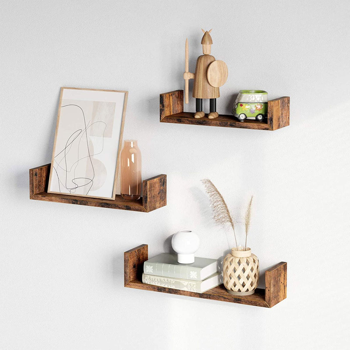 2-Tier Countertop Storage Shelf - Wood - Rustic Brown - Versatile for Home and Office Use