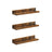 Floating Shelves - Wood - Rustic Brown - Set of 3