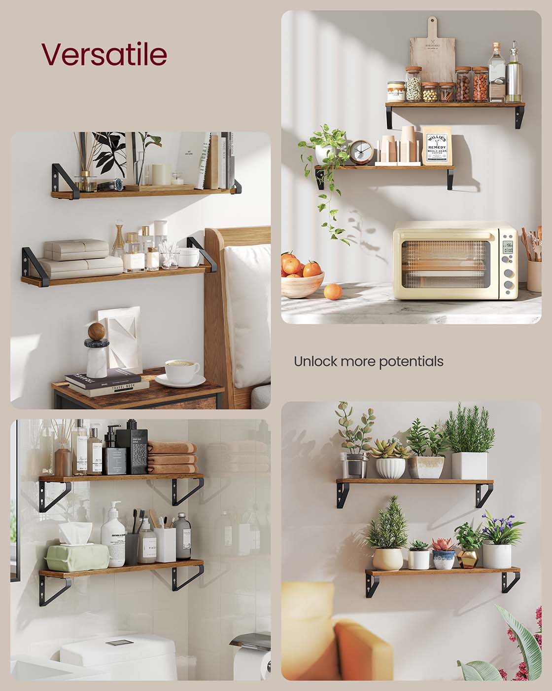 Set of 2 Floating Shelves - Engineered Wood - Matte White - Front Edges Design