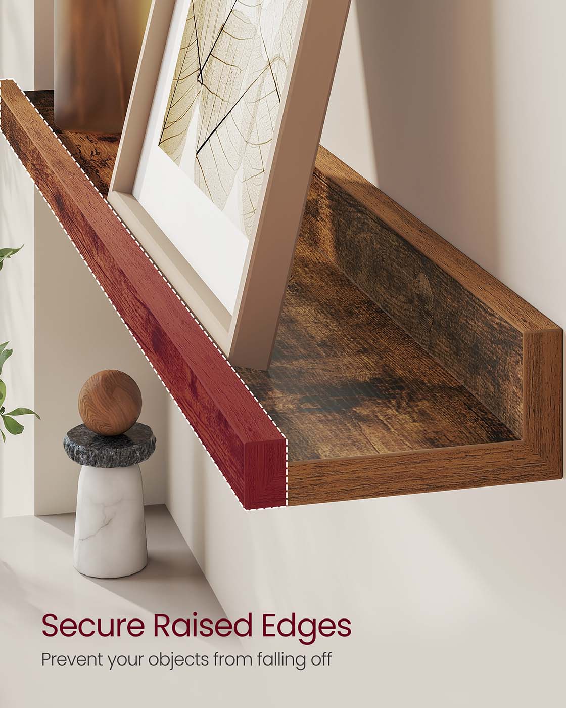 Set of 2 Floating Shelves - Engineered Wood - Matte White - Front Edges Design