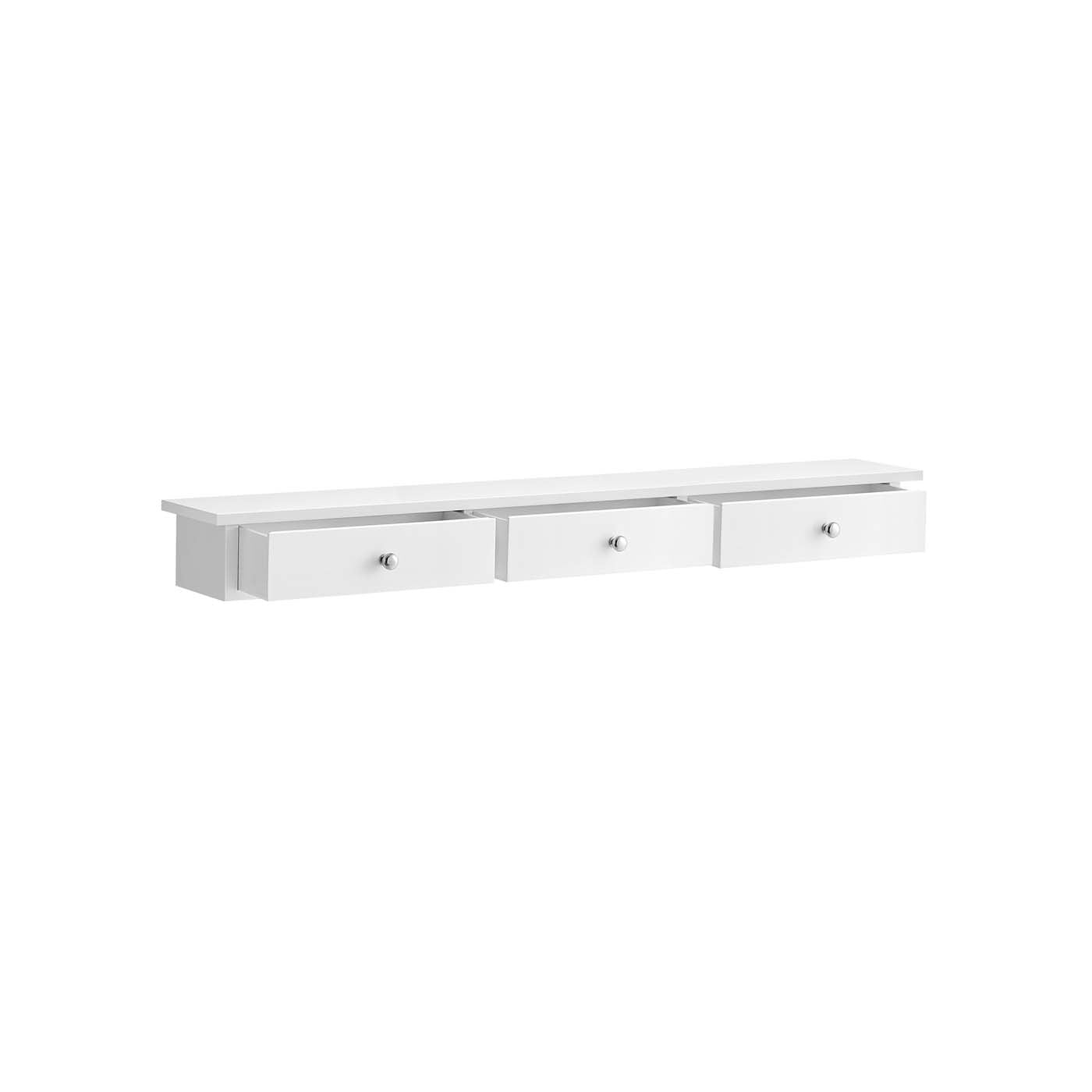 Floating Wall Shelf - 3 Drawers - White - High Gloss Finish