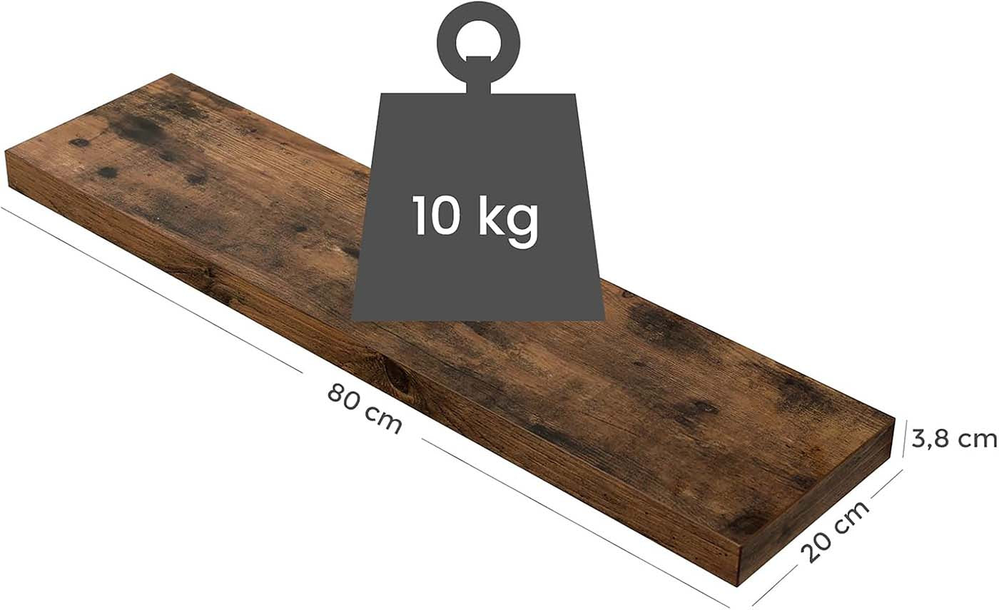 Floating Wall Shelf - MDF - White - 80 cm Wooden Display Storage