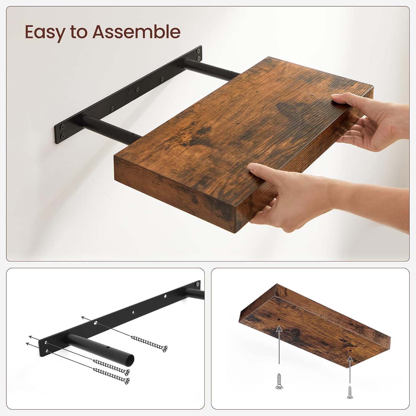 Floating Wall Shelf - MDF - White - 80 cm Wooden Display Storage