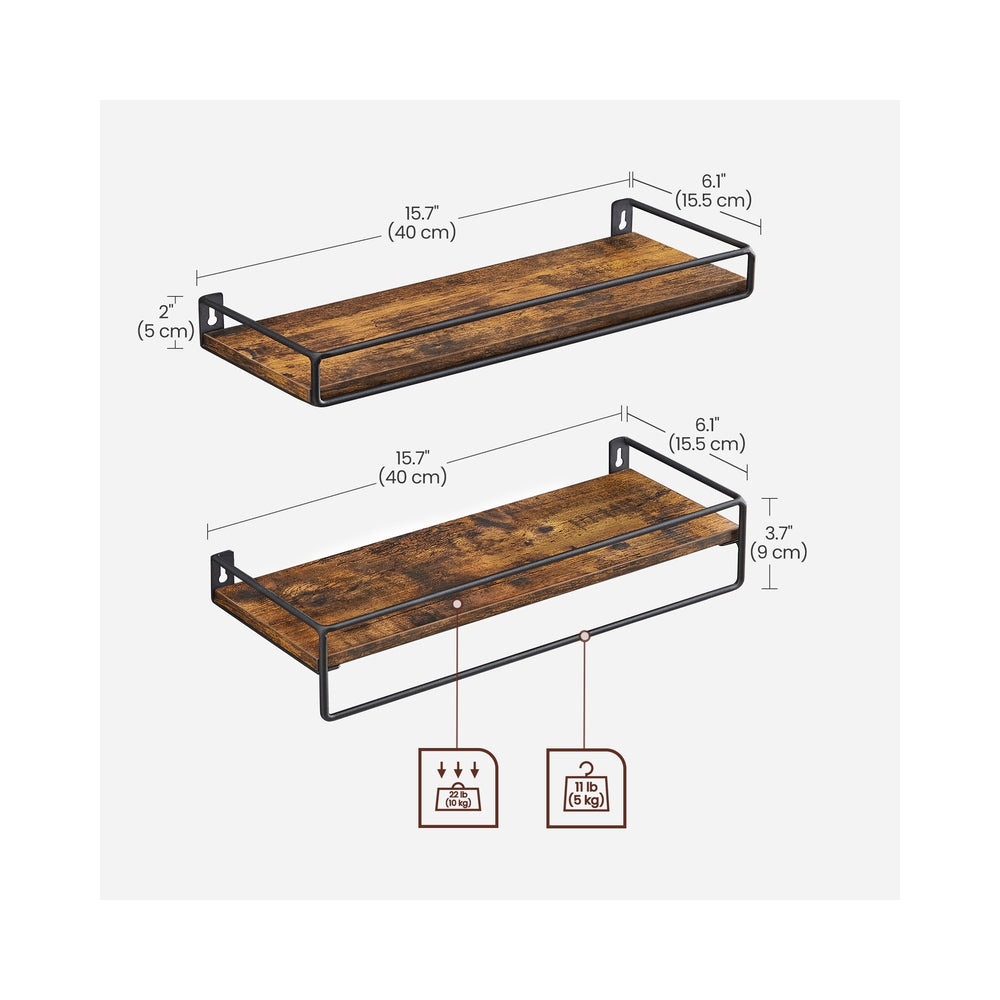 Spice Rack Set - 2 Shelves - Particleboard - Floating Design