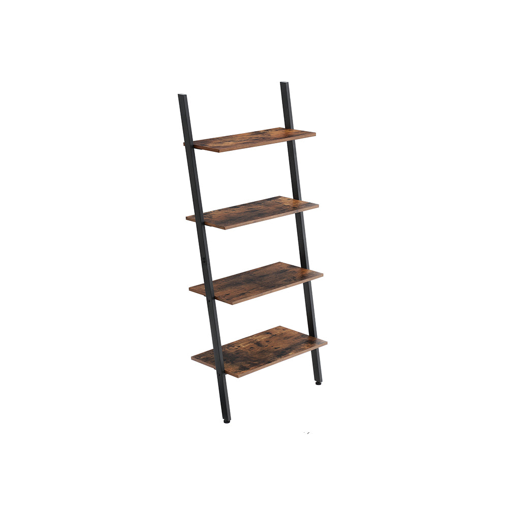 Ladder Shelf - 4-Tier Industrial Design - Iron - Dark Brown