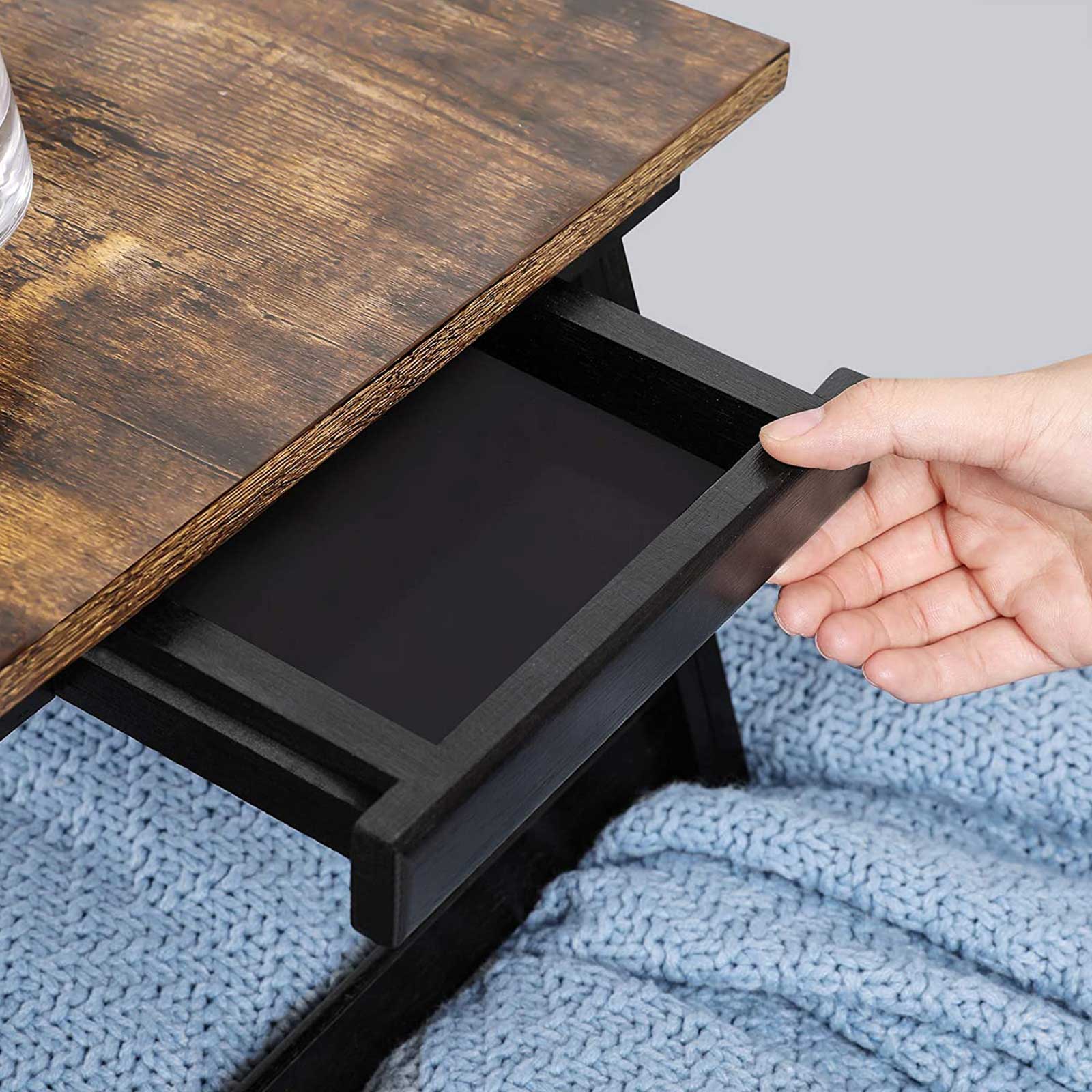 Laptop Desk - Wood - Rustic Brown - Adjustable Tilting Top with Folding Legs