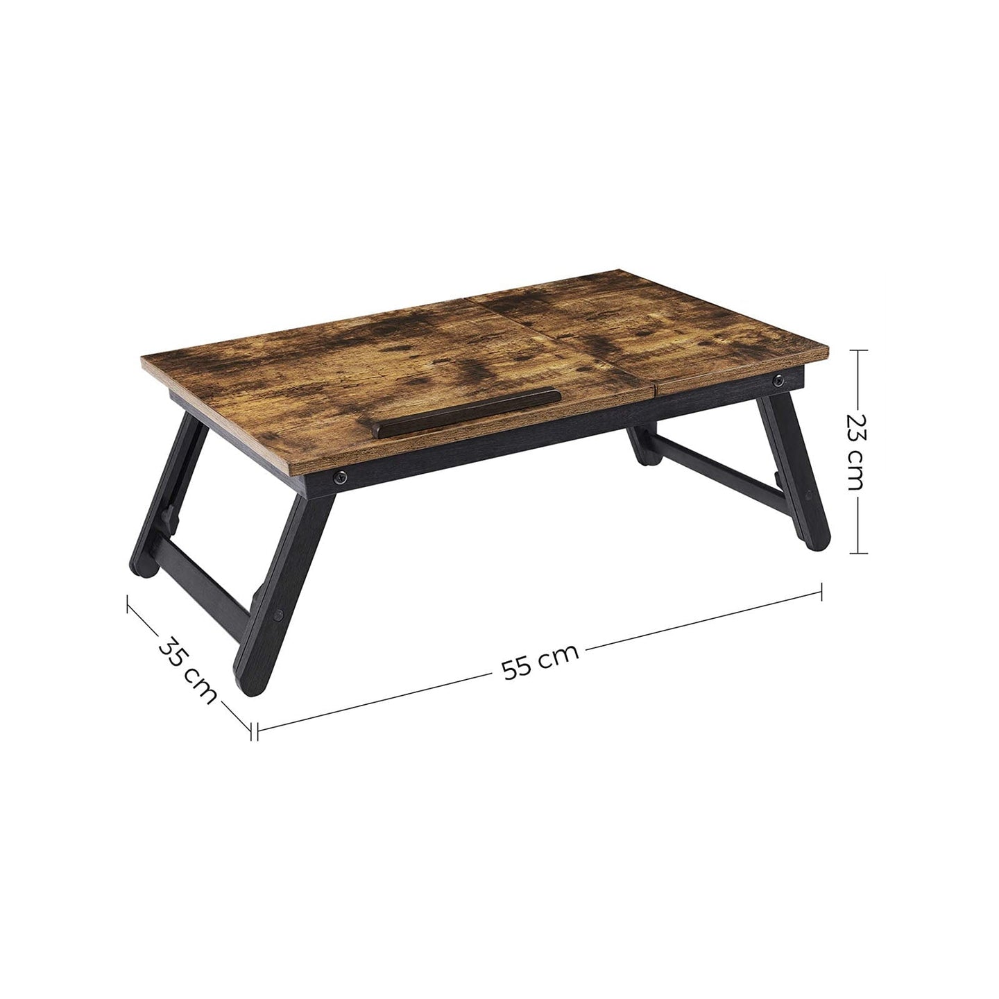 Laptop Desk - Wood - Rustic Brown - Adjustable Tilting Top with Folding Legs