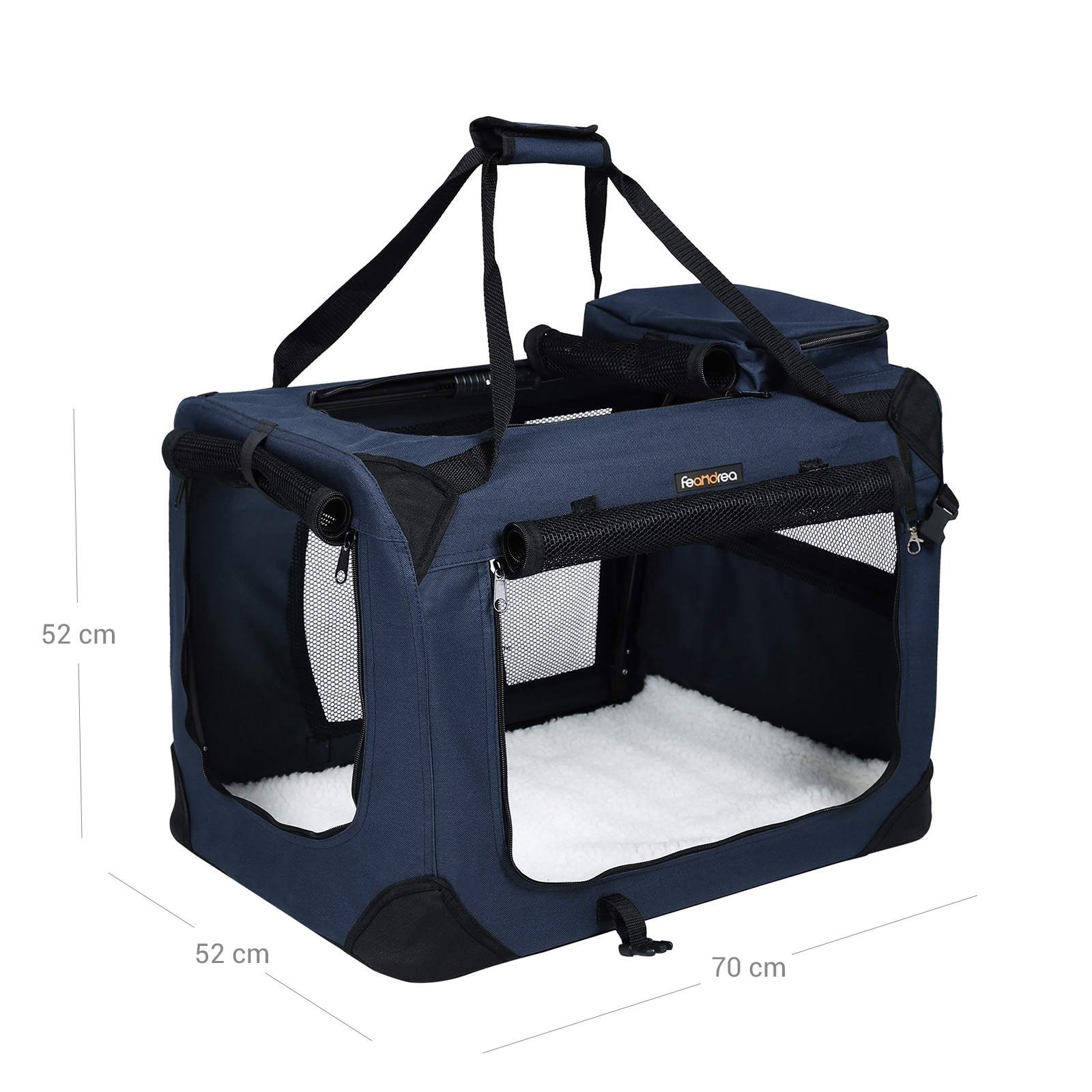 Large Folding Fabric Pet Carrier - Dark Blue - Spacious Design with Booster Seat Function
