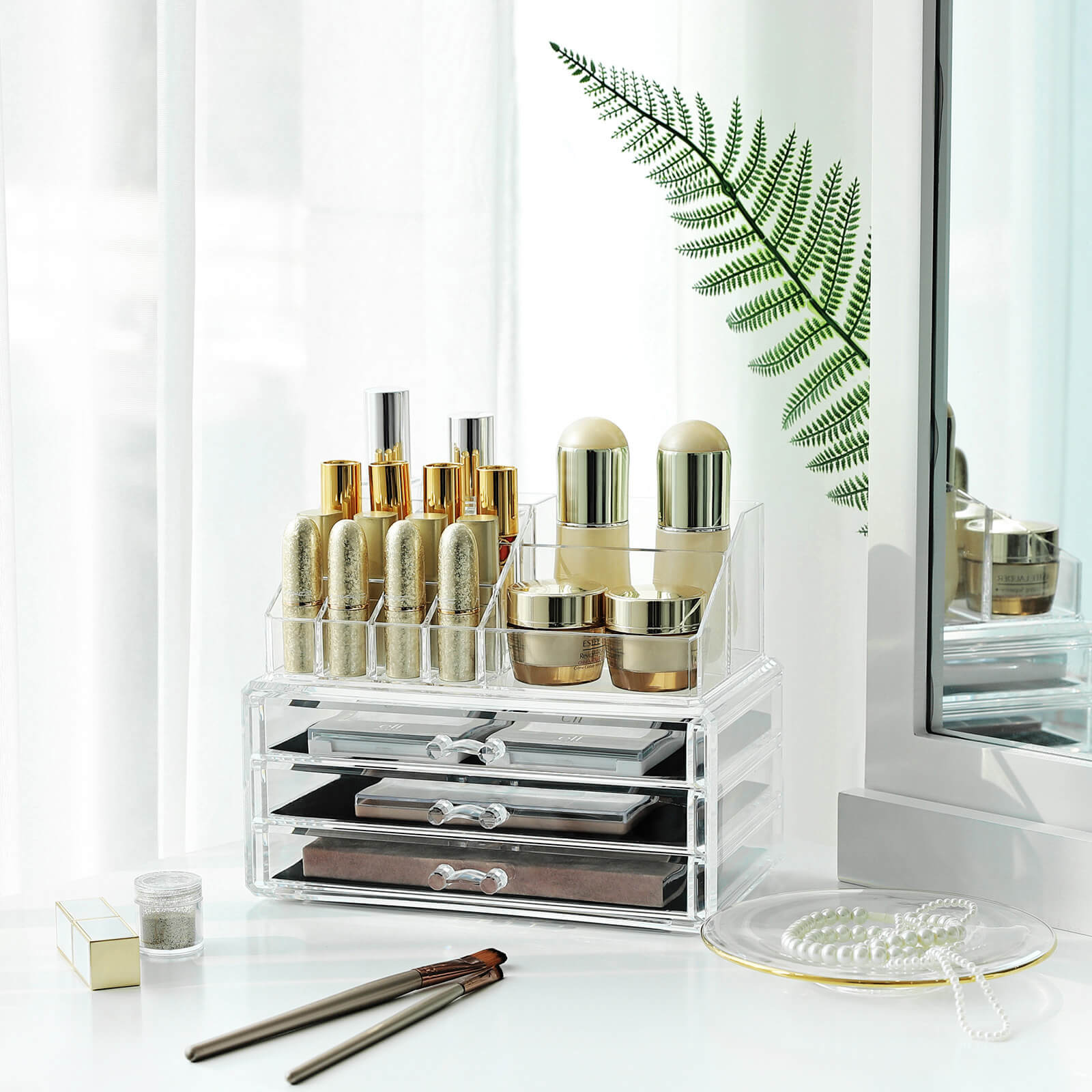 Makeup Organiser - Large 3-Drawer Design - Acrylic - Clear - Durable and Reliable