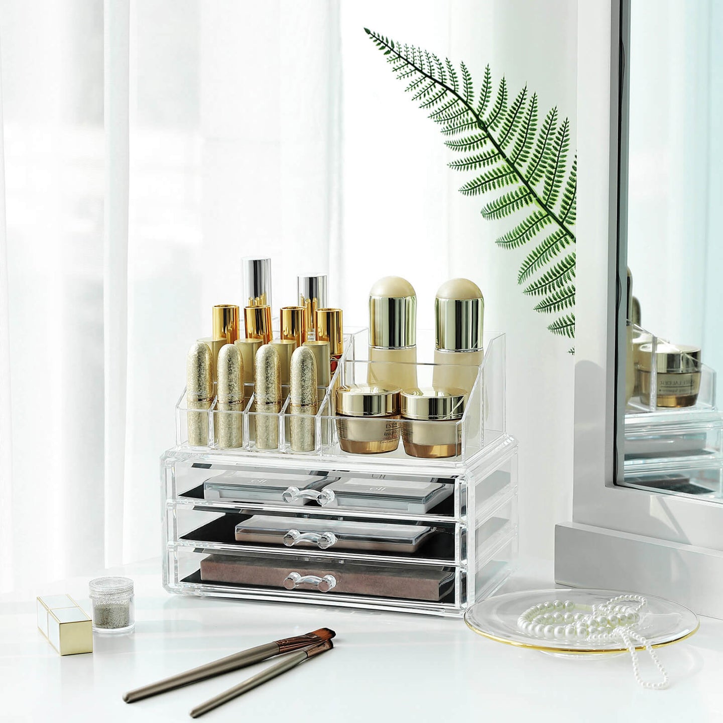Makeup Organiser - Large 3-Drawer Design - Acrylic - Clear - Durable and Reliable