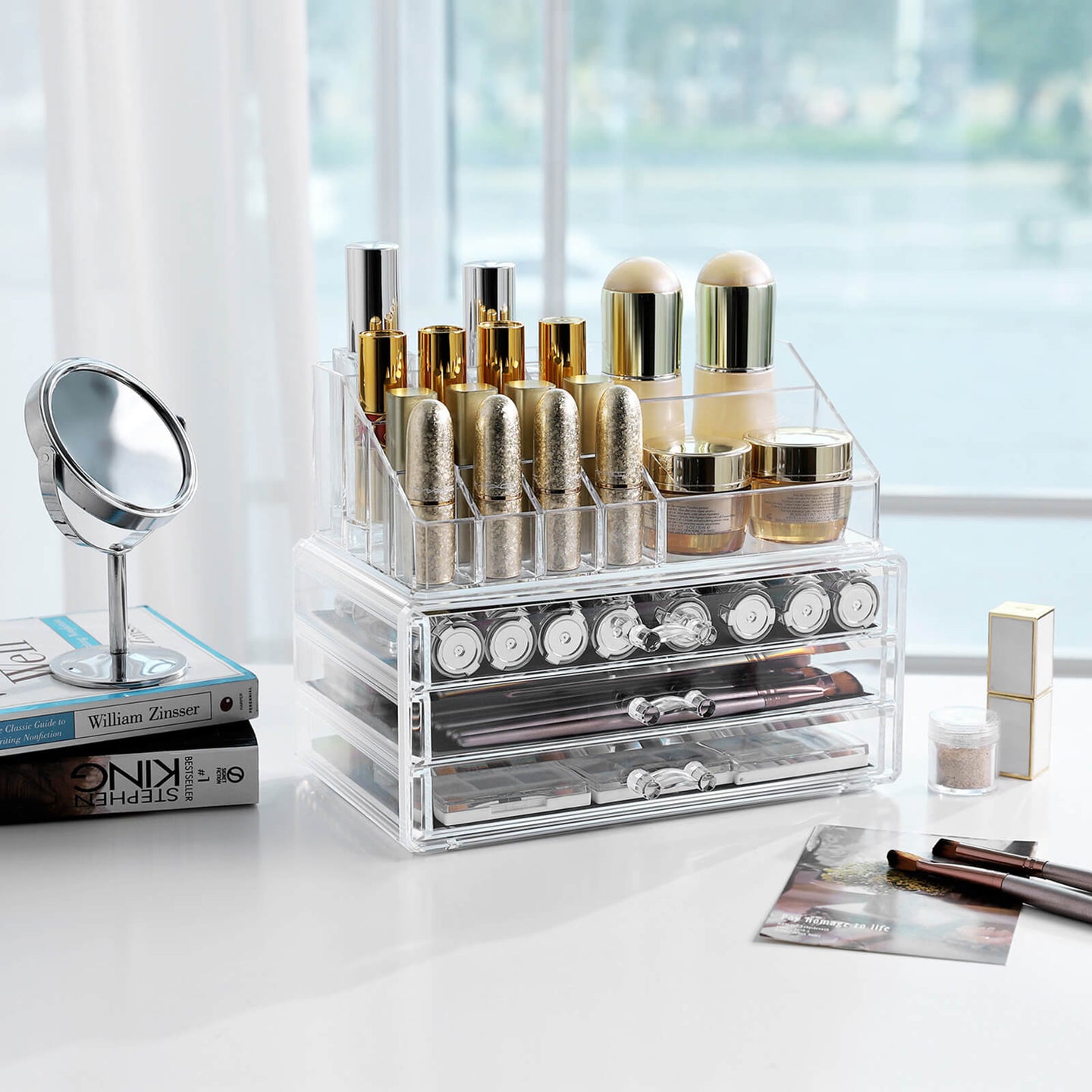 Makeup Organiser - Large 3-Drawer Design - Acrylic - Clear - Durable and Reliable