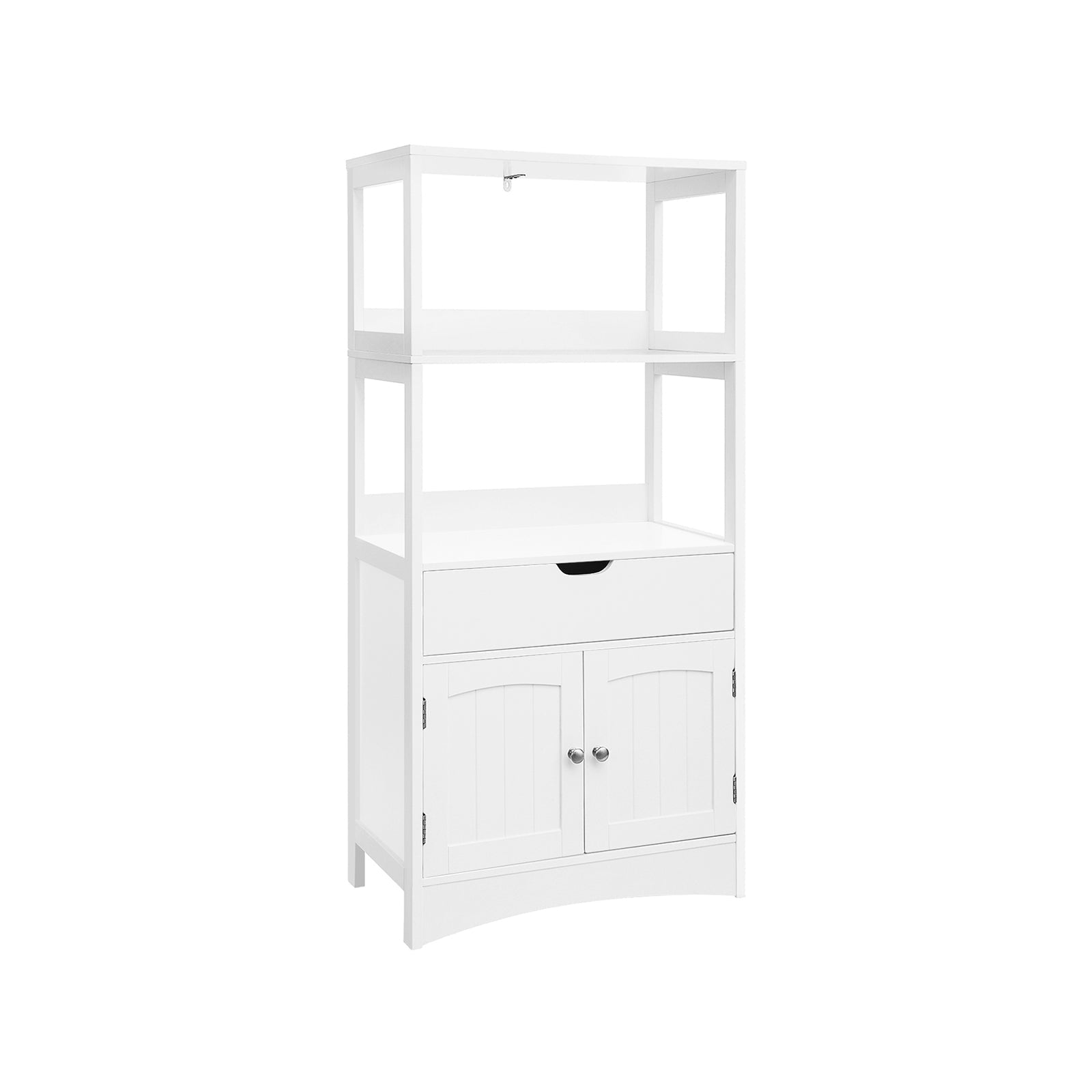 Large Storage Cabinet - Engineered Wood - White - With Drawer and Open Shelves