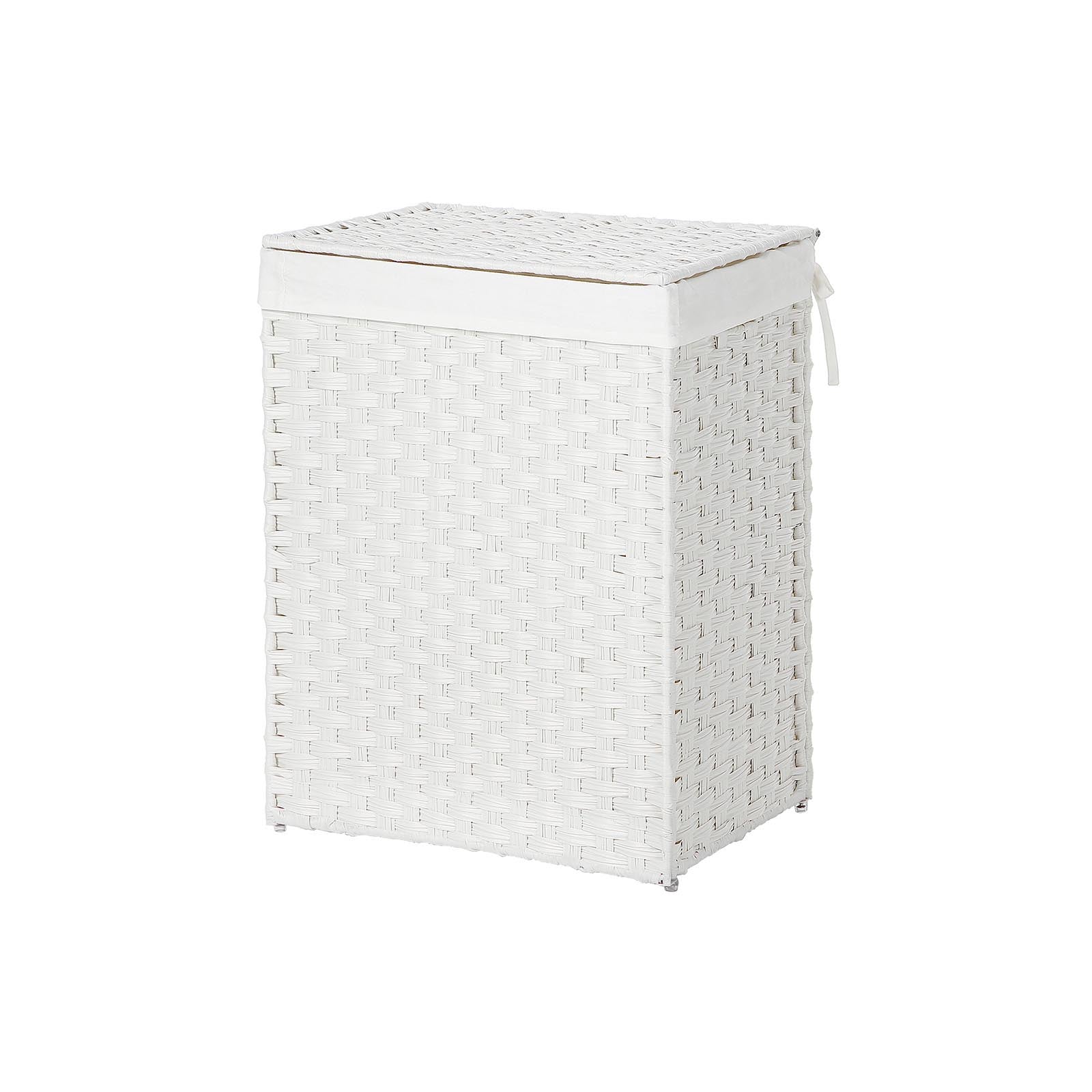 Laundry Basket - Synthetic Rattan - Natural - Foldable with Lid and Handles