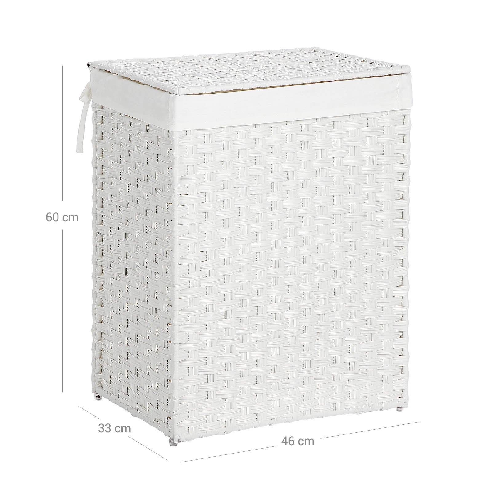 Laundry Basket - Synthetic Rattan - Natural - Foldable with Lid and Handles