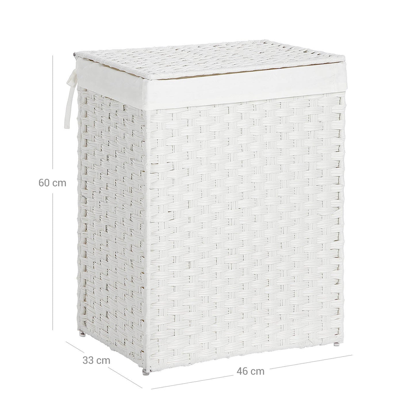 Laundry Basket - Synthetic Rattan - Natural - Foldable with Lid and Handles