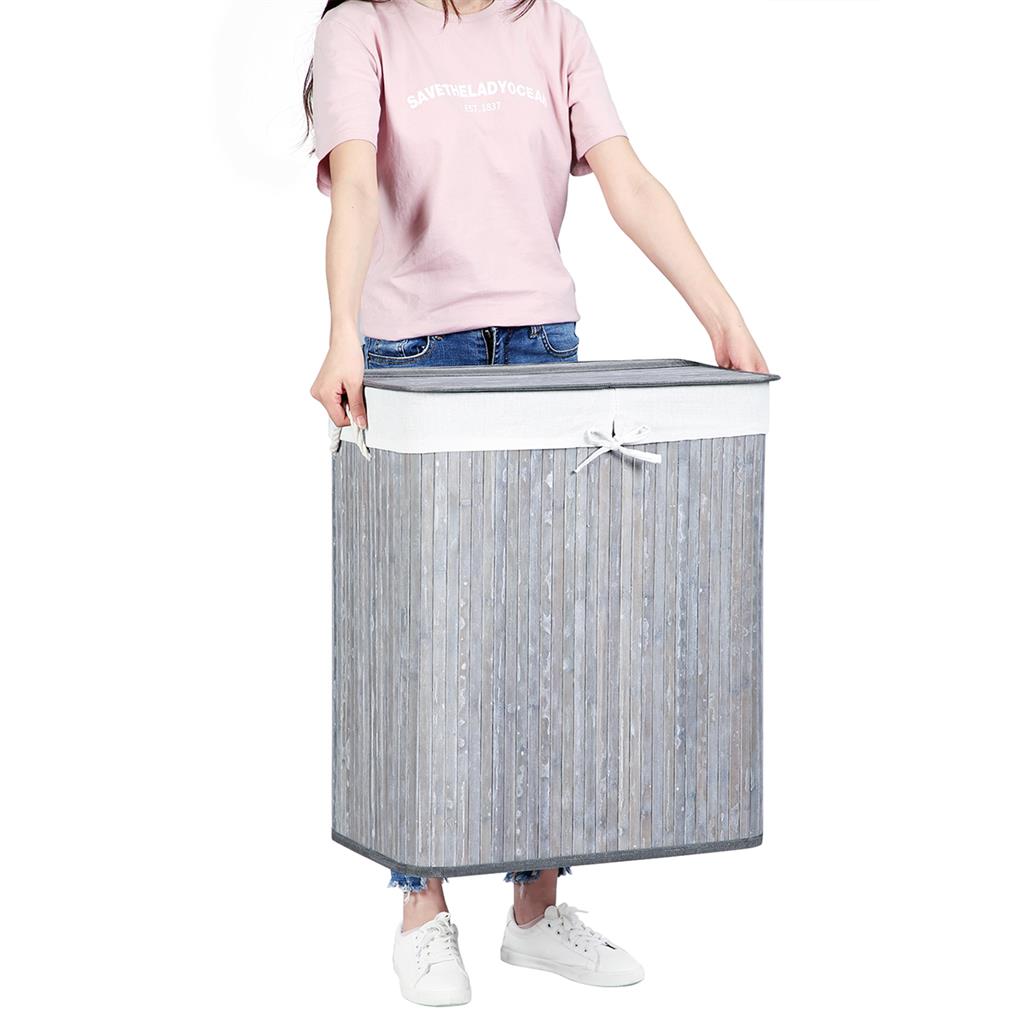 Laundry Hamper - Fabric - Distressed Grey - Foldable with Removable Liner and Handles