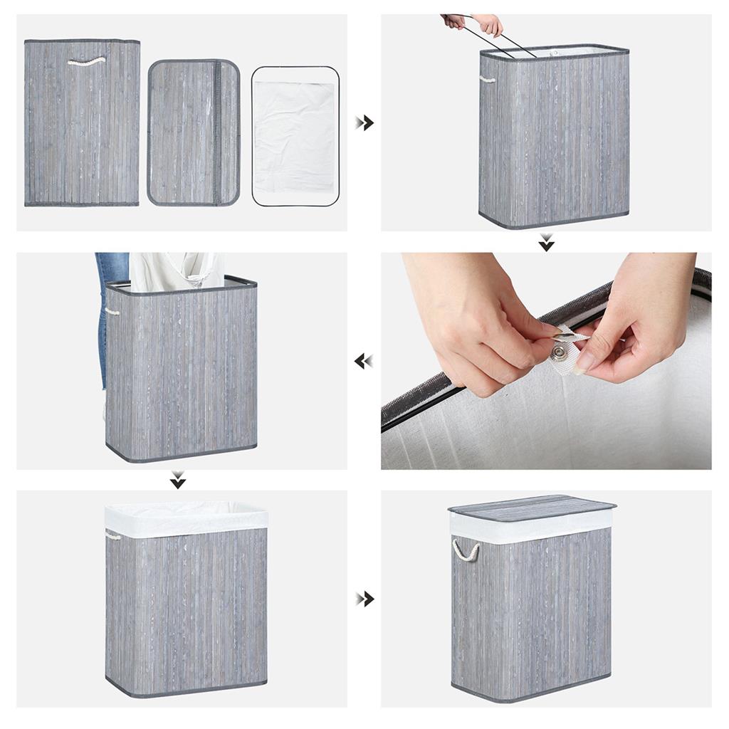 Laundry Hamper - Fabric - Distressed Grey - Foldable with Removable Liner and Handles