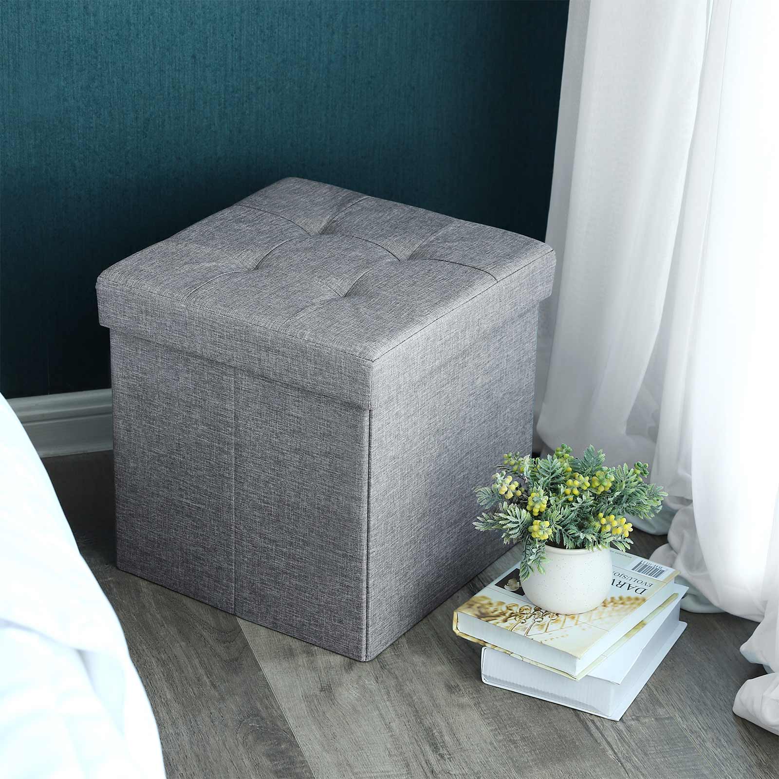 Folding Storage Ottoman - Light Grey - Linenette