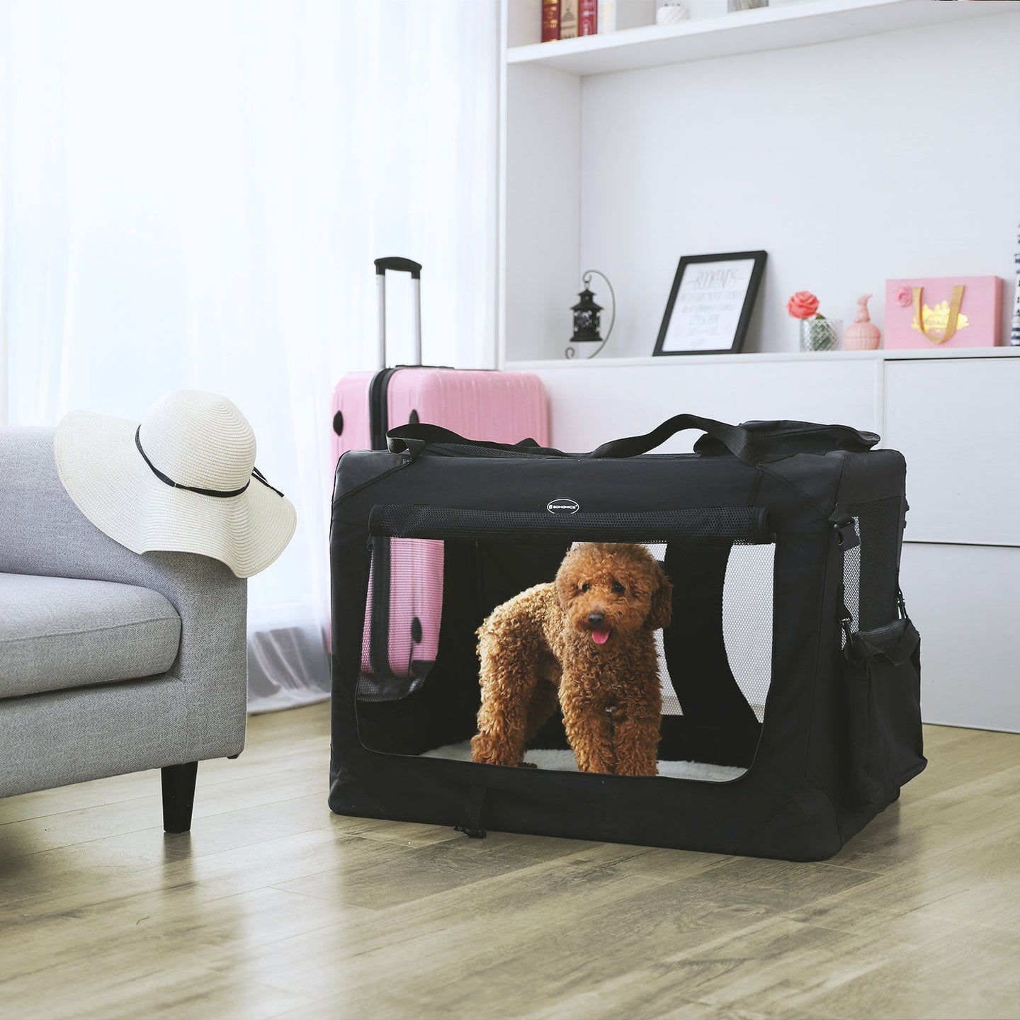 Pet Carrier - Fabric - Black - Lightweight and Folding Design