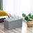 Ottoman - Linen Fabric - Dark Blue - Foldable Storage Bench with 80L Capacity