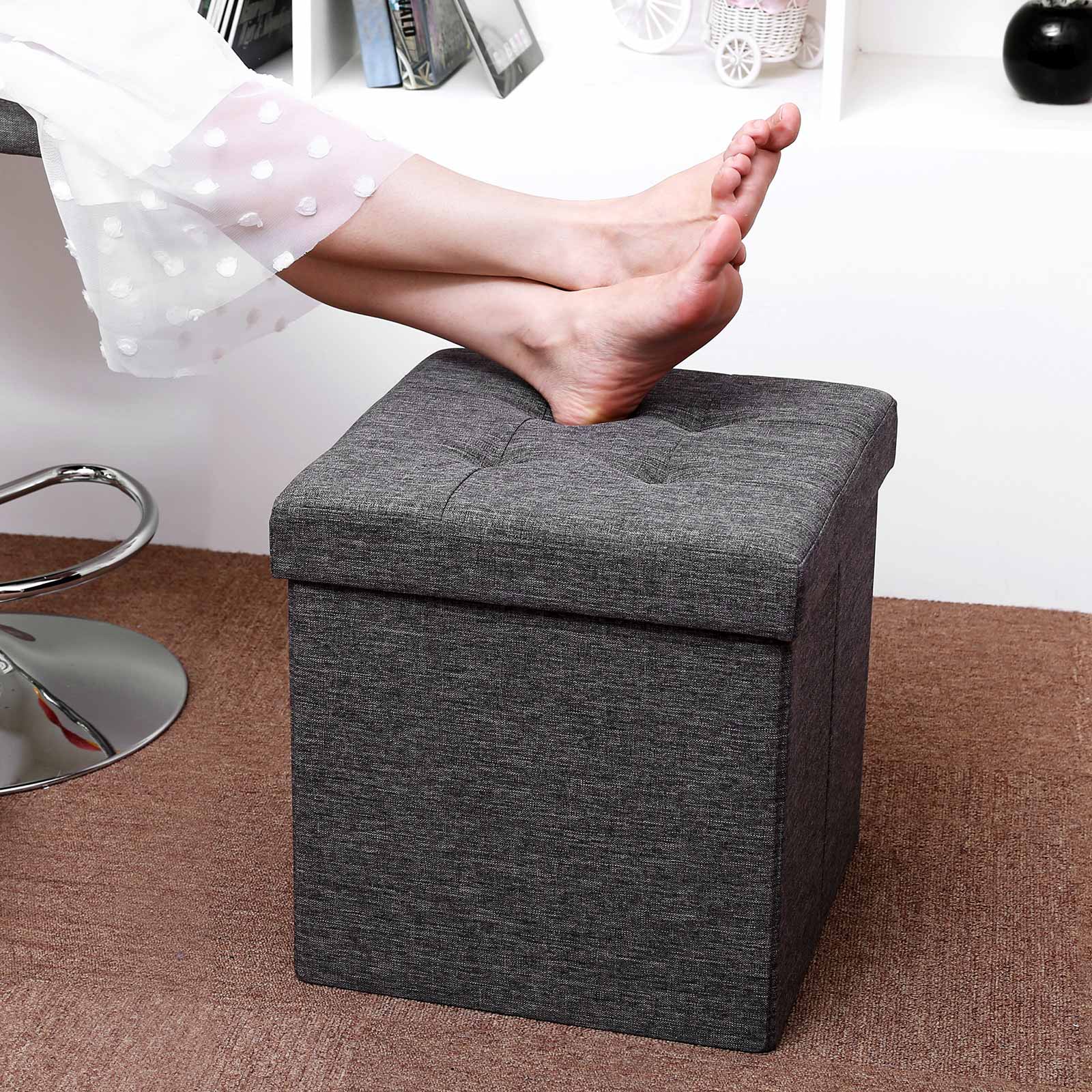 Storage Ottoman - Dark Grey - Linenette