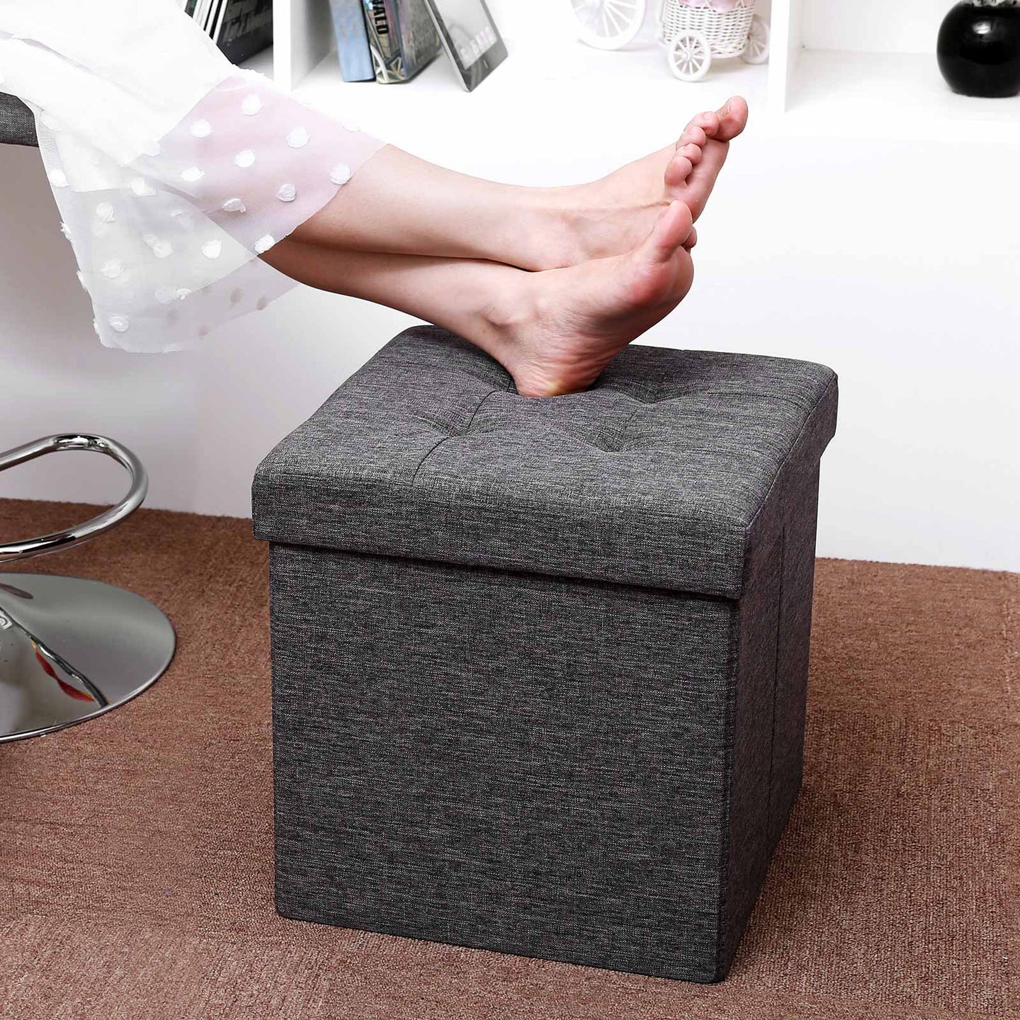 Storage Ottoman - Dark Grey - Linenette
