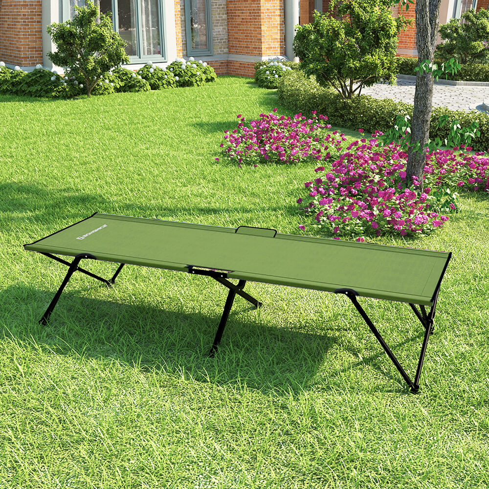 Folding Camping Bed - Steel - Black - Supports Up to 260 kg