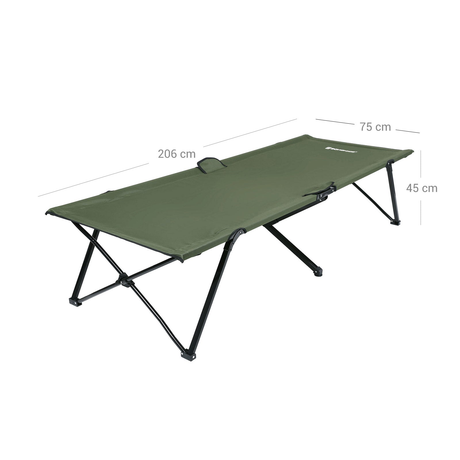Folding Camping Bed - Steel - Black - Supports Up to 260 kg