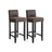 Low Back Bar Stool - PU - Brown and Black - Padded Seat with Solid Wood Legs and Footrest