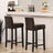 Low Back Bar Stool - PU - Brown and Black - Padded Seat with Solid Wood Legs and Footrest