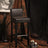 Low Back Bar Stool - PU - Brown and Black - Padded Seat with Solid Wood Legs and Footrest