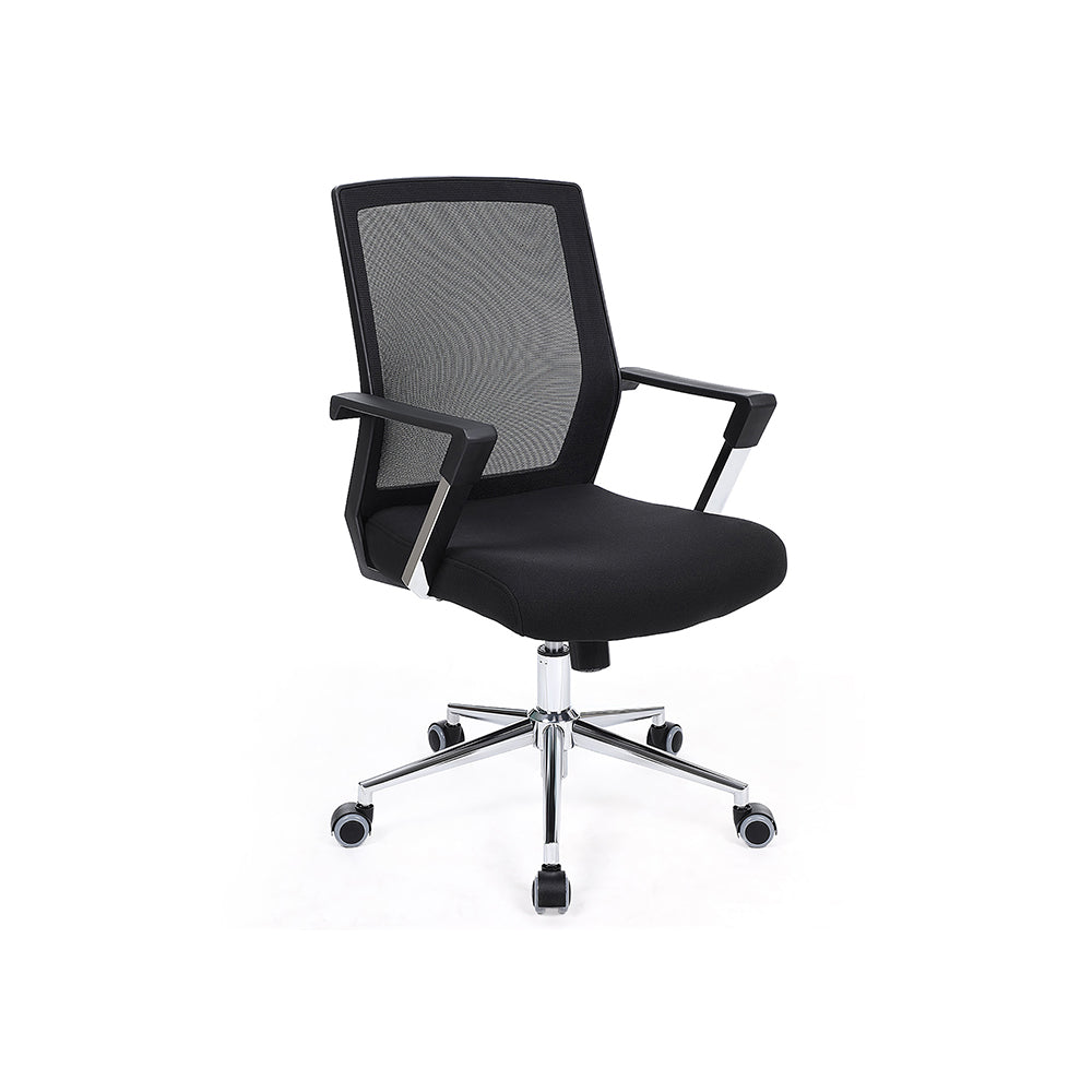 Mesh Office Chair - Fabric - Black - Adjustable Height with Lumbar Support and Tilt Mechanism