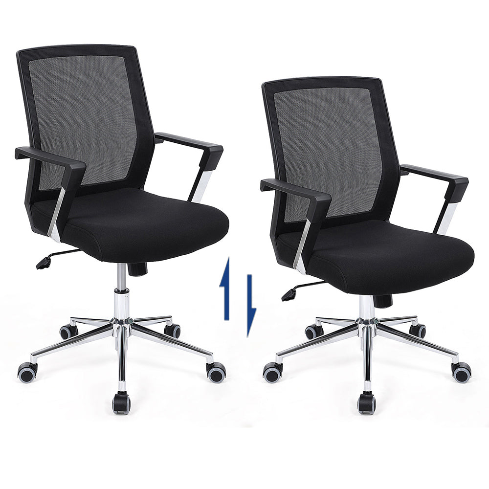 Mesh Office Chair - Fabric - Black - Adjustable Height with Lumbar Support and Tilt Mechanism