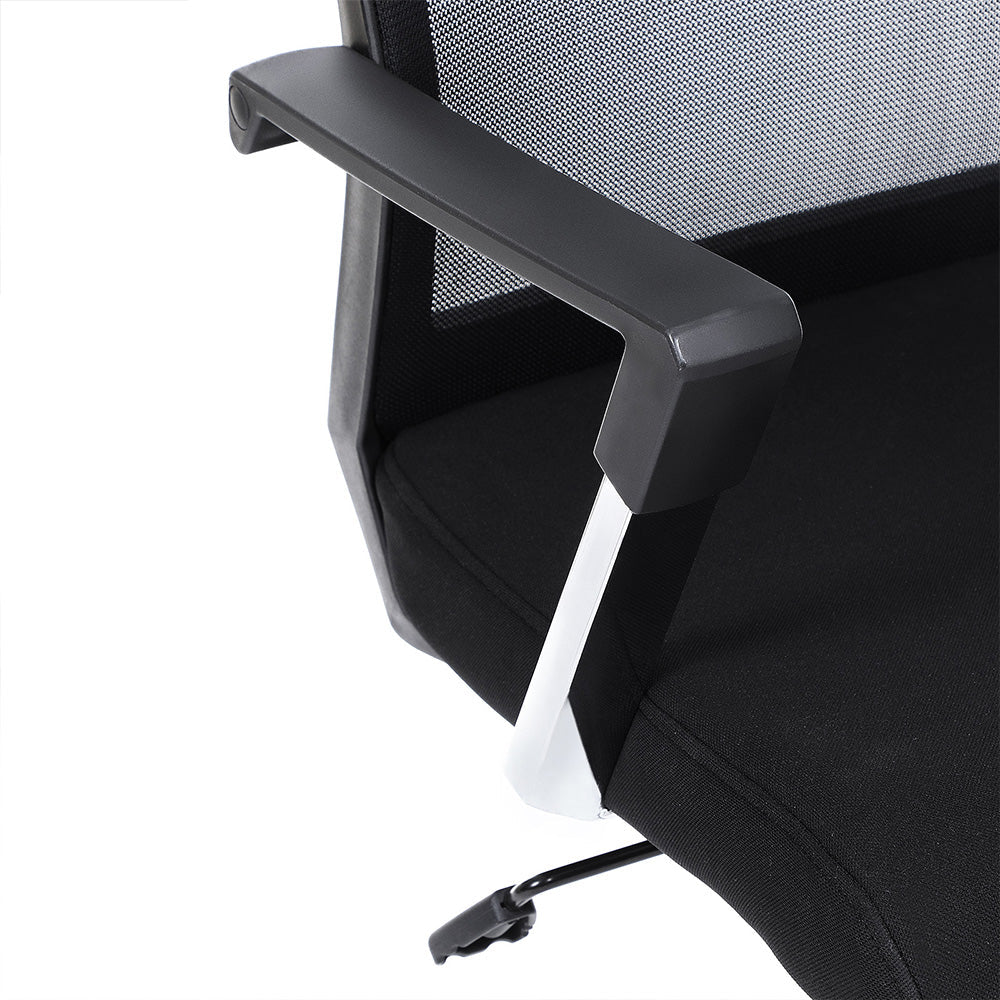 Mesh Office Chair - Fabric - Black - Adjustable Height with Lumbar Support and Tilt Mechanism