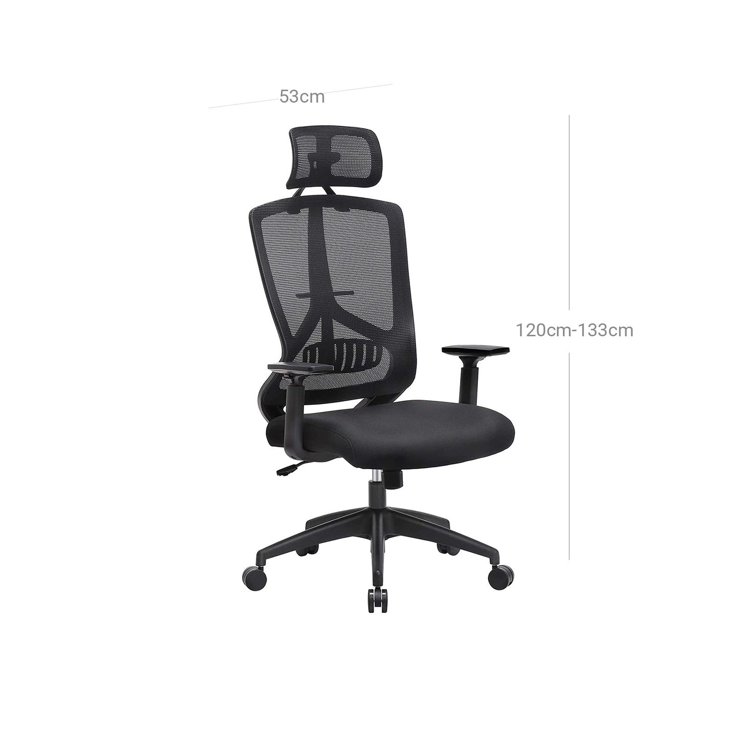 Ergonomic Office Chair - Mesh - Black - Adjustable Headrest