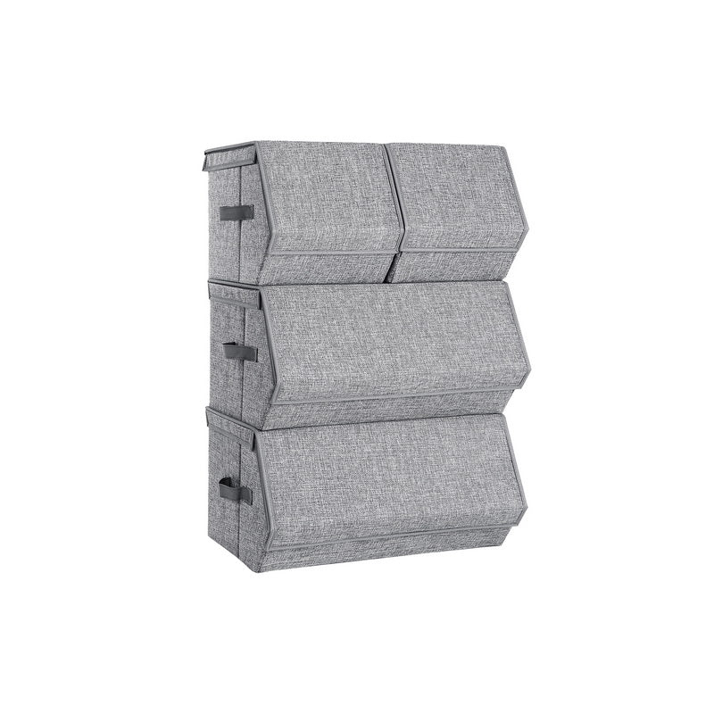 Stackable Storage Bins - Metal Frame - Grey - Magnetic Closure