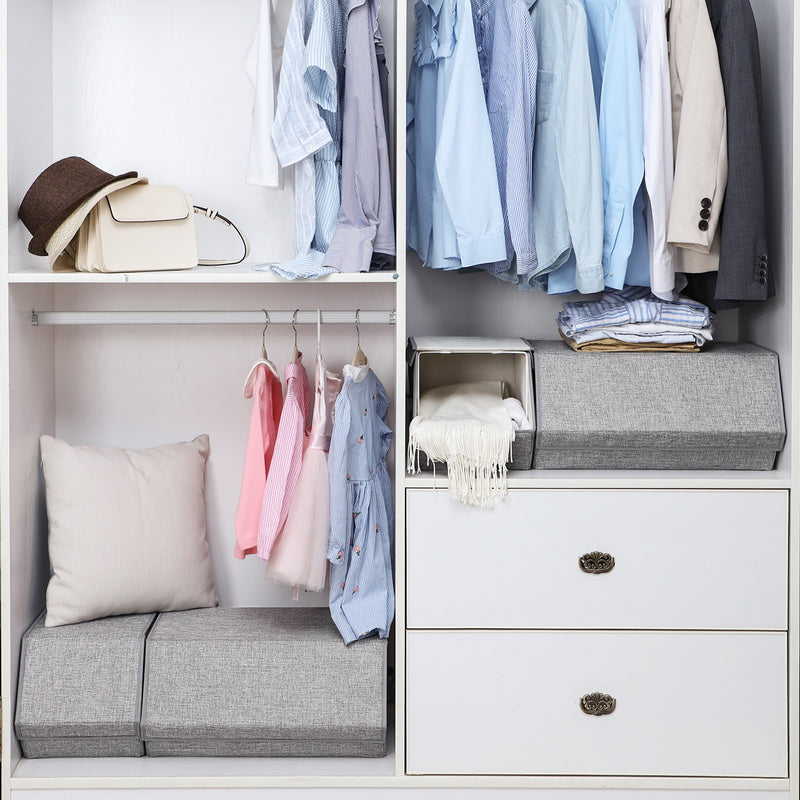 Stackable Storage Bins - Metal Frame - Grey - Magnetic Closure