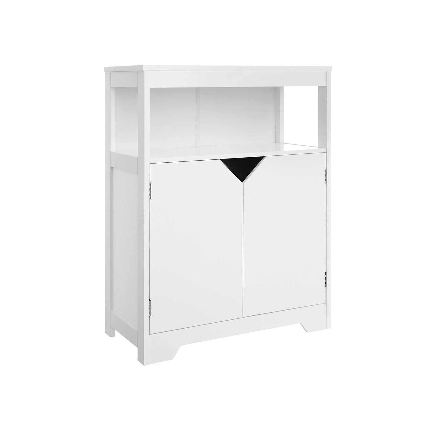 Bathroom Storage Cabinet - MDF - White - Marble-Like Pattern