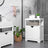 Bathroom Storage Cabinet - MDF - White - Marble-Like Pattern