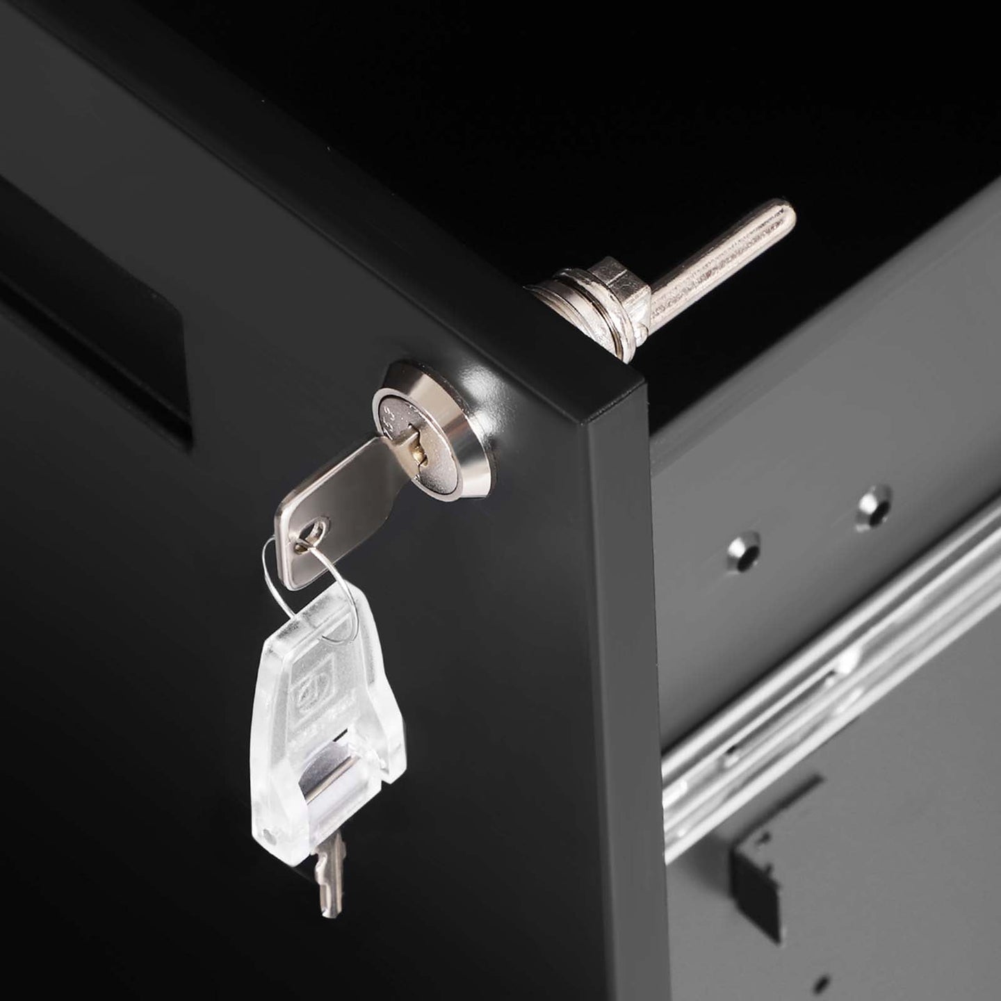 Mobile File Cabinet - 2 Drawers with Lock - Metal - Matte Black