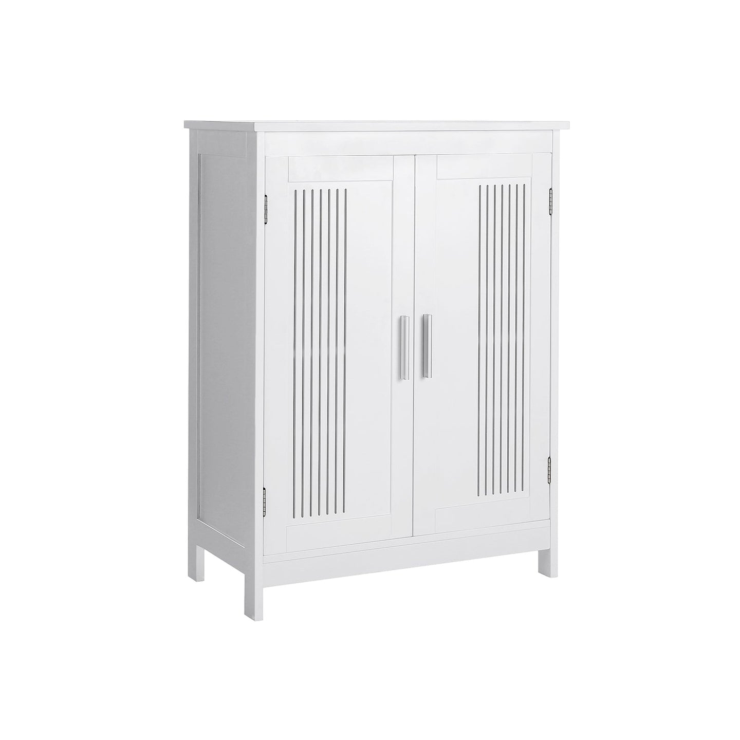 Bathroom Floor Cabinet - Wood - Matte White - 2-Door with Adjustable Shelves