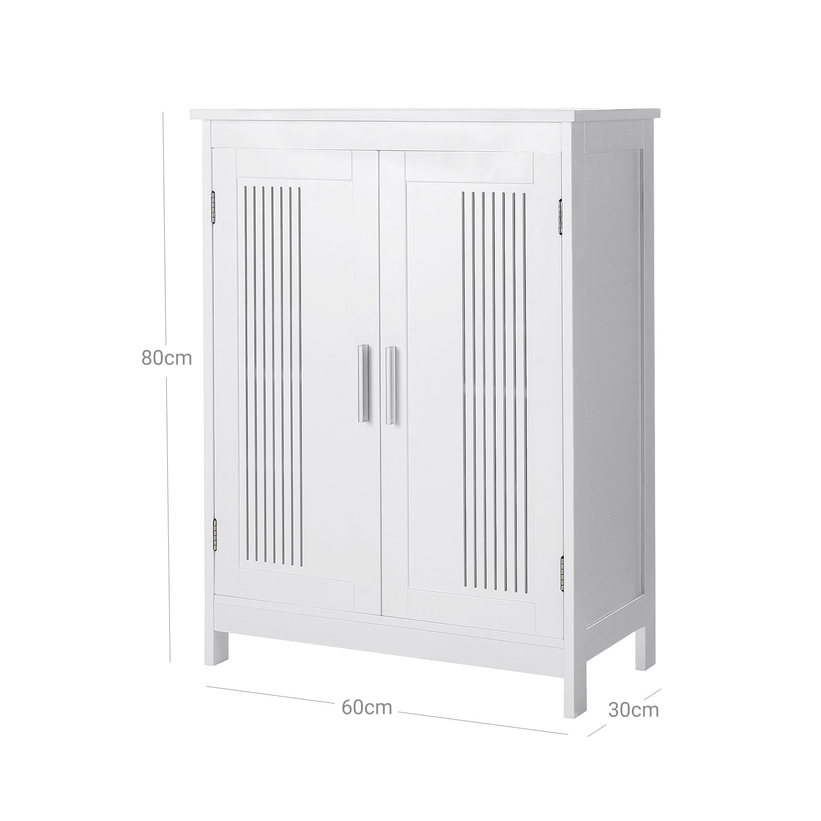 Bathroom Floor Cabinet - Wood - Matte White - 2-Door with Adjustable Shelves