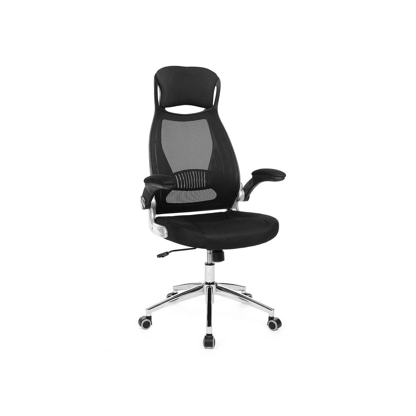 High Back Office Chair - Mesh - Black - Swivel Design with Flip-Up Armrests