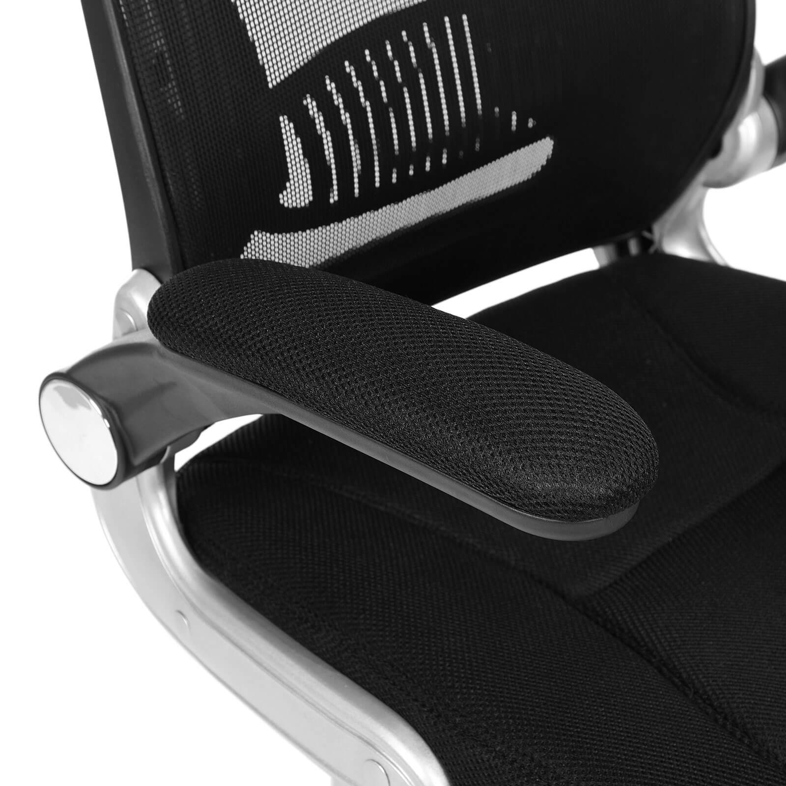 High Back Office Chair - Mesh - Black - Swivel Design with Flip-Up Armrests