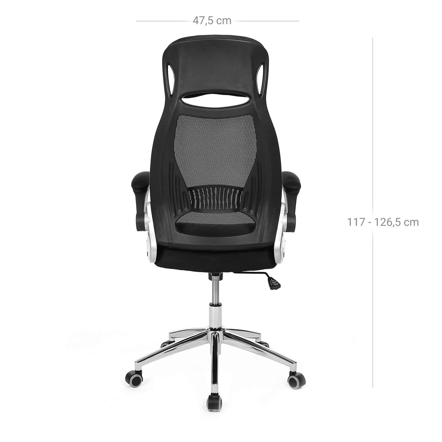 High Back Office Chair - Mesh - Black - Swivel Design with Flip-Up Armrests