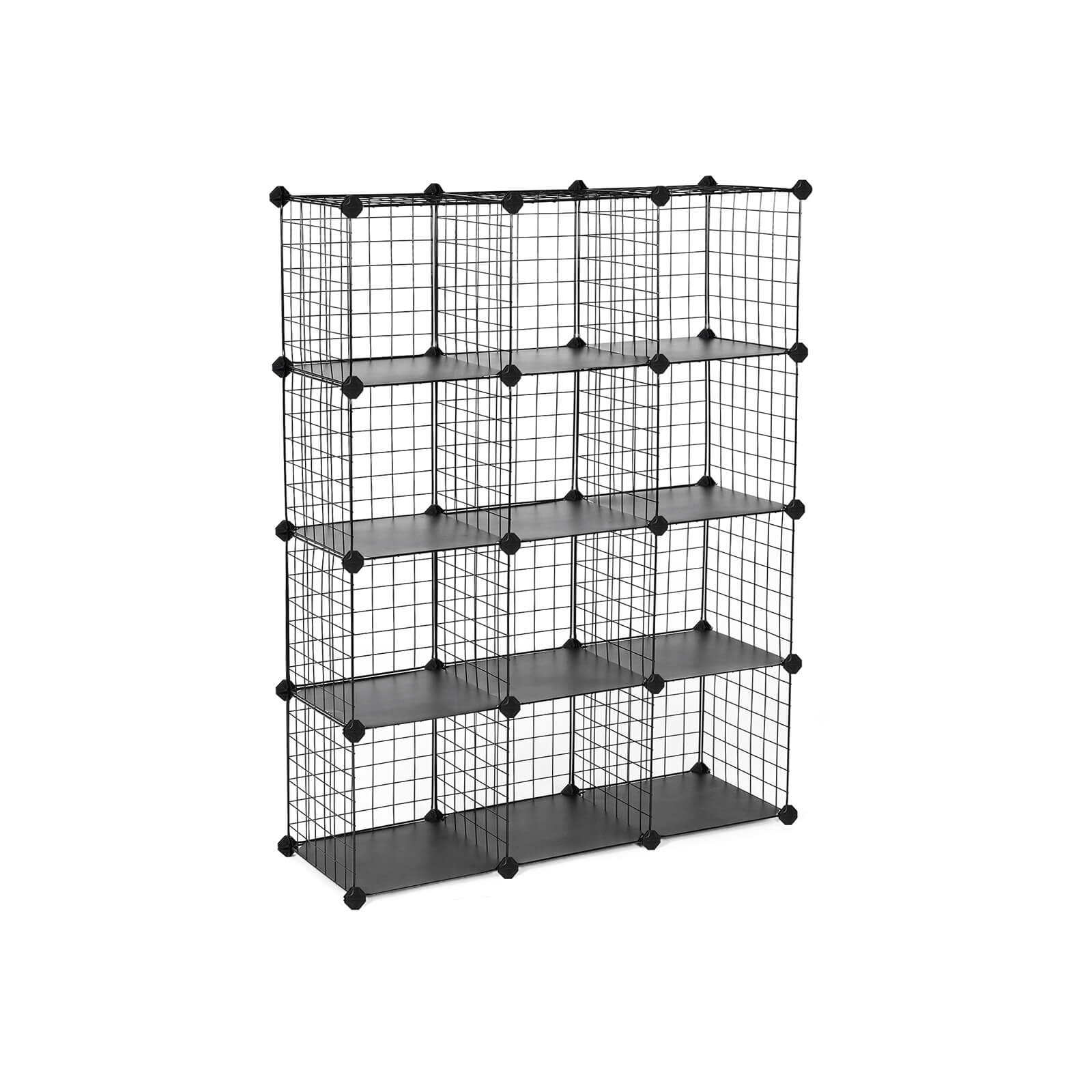 Cubes Storage Organiser - Metal Wire Mesh - Black - Interlocking Design with Large Capacity