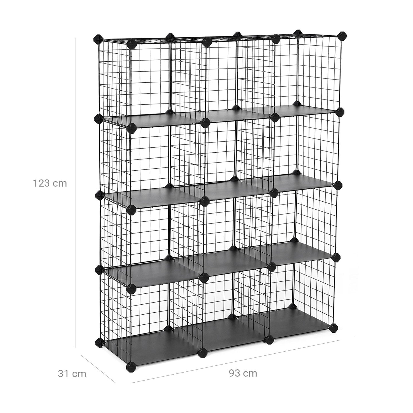 Cubes Storage Organiser - Metal Wire Mesh - Black - Interlocking Design with Large Capacity