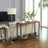 Console Table - Metal - Rustic Brown and Black - Mesh Shelf