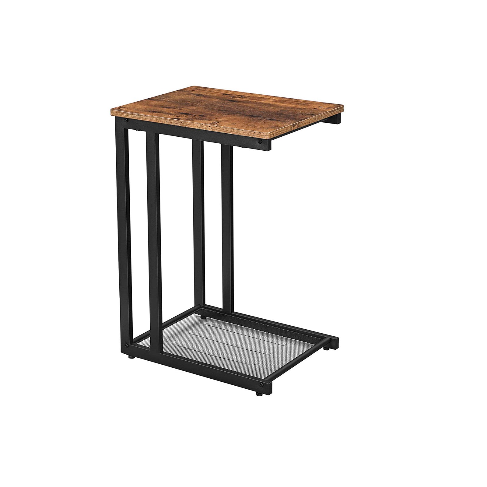 Mesh Shelf Side Table - Metal - Rustic Brown